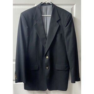 Mappelli De Milano Blazer Mens 41 L Black 100% Wool Gold Buttons Suit Jacket